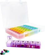 6 Times a Day Weekly Pill Box Organizer Case, Secure 7X Pillbox with Medication Schedule (6 Time-a-Day)