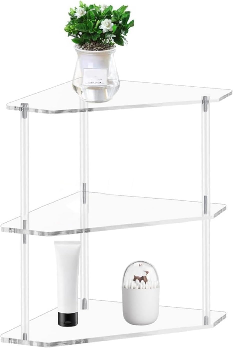 Yosoo Acrylic Corner Table, Small 3 Tier Triangular End Table, Transparent &a...