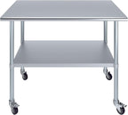 AmGood 48" Long x 30" Deep Stainless Steel Table with Casters