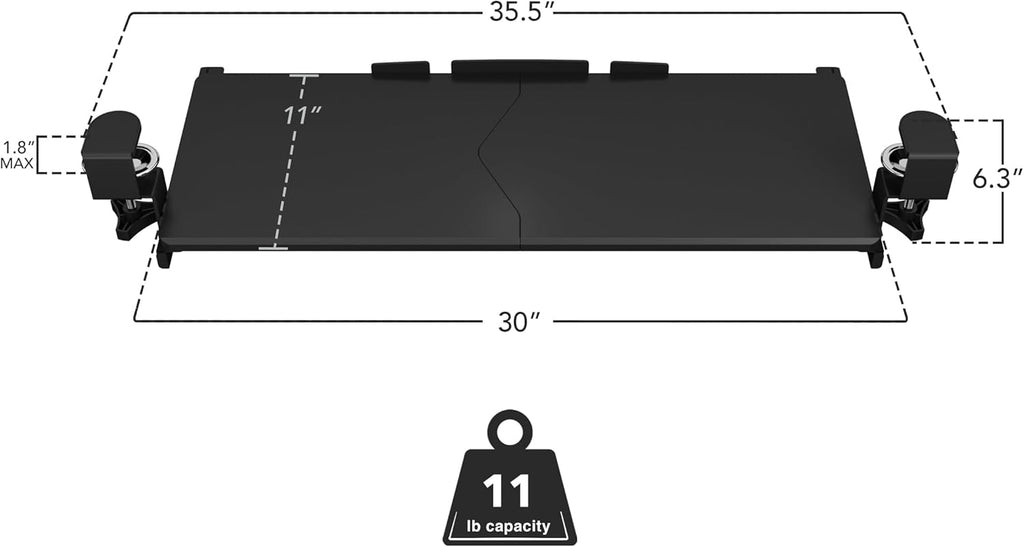 Mount-It! 30” Extra-Wide Clamp-On Under Desk Keyboard Tray, Large Slide-Out Keyboard Drawer for Desk, Ergonomic Pull-Out Platform with Smooth Gliding Tracks, No-Drill C-Clamp Mount