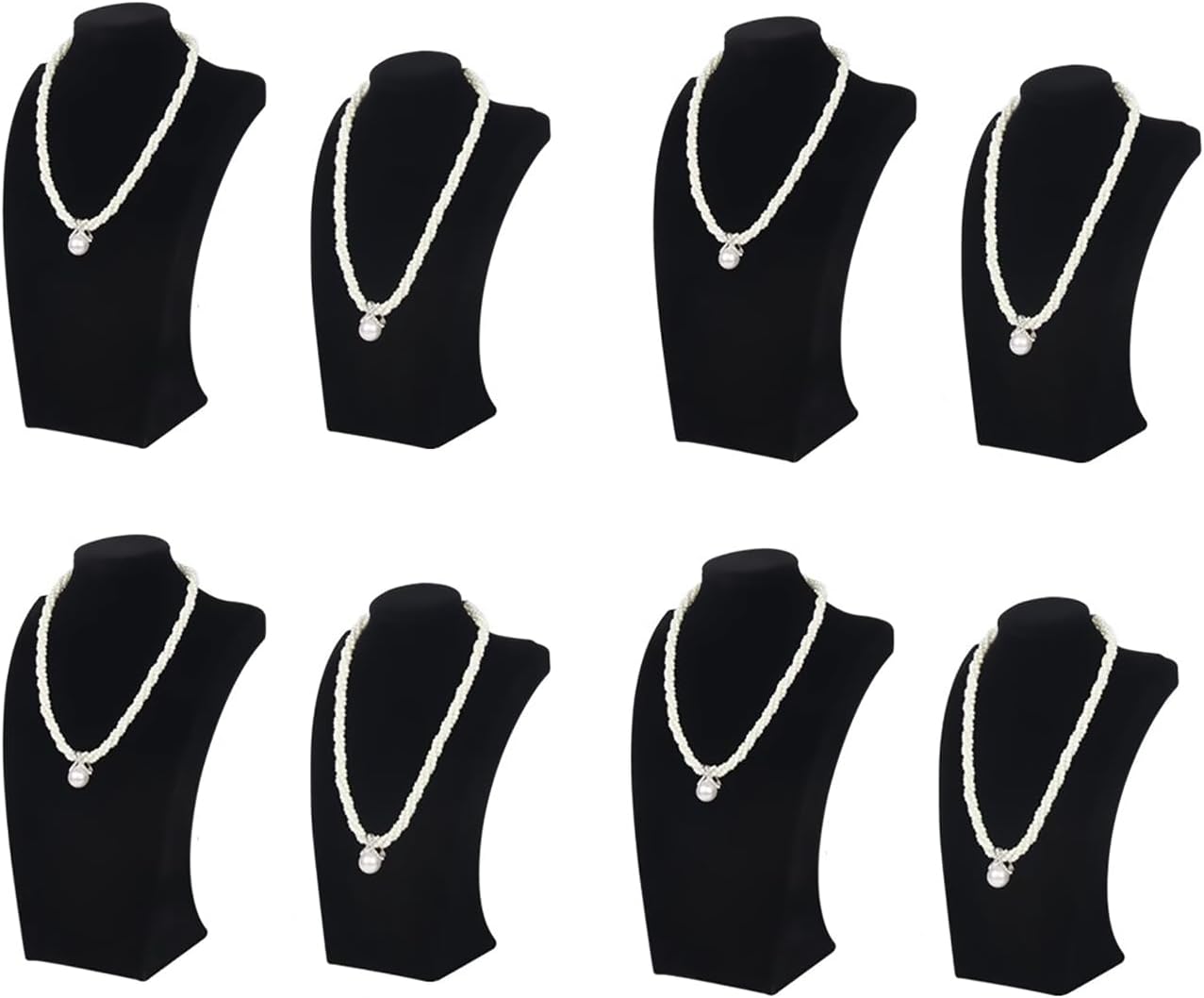 Necklace Bust Display Stand, Necklace Holder, Pendant Chain Necklace Organizer for Women (Black Velvet, S 4PCS)