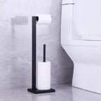Matte Black Toilet Paper Holder Stand Toilet Paper Roll Holder with Shelf Reserve Free Standing Portable Tissue Storage Organization