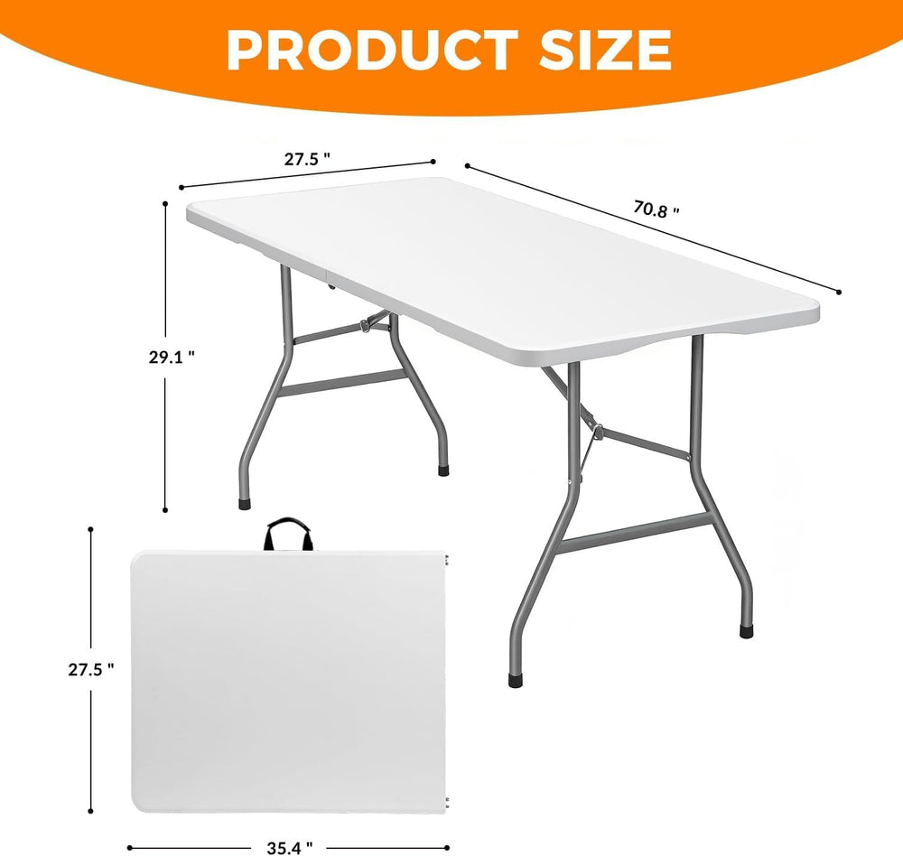 Lakhow 6 FT Folding Table,Outdoor Indoor Plastic Table Portable Square Height...
