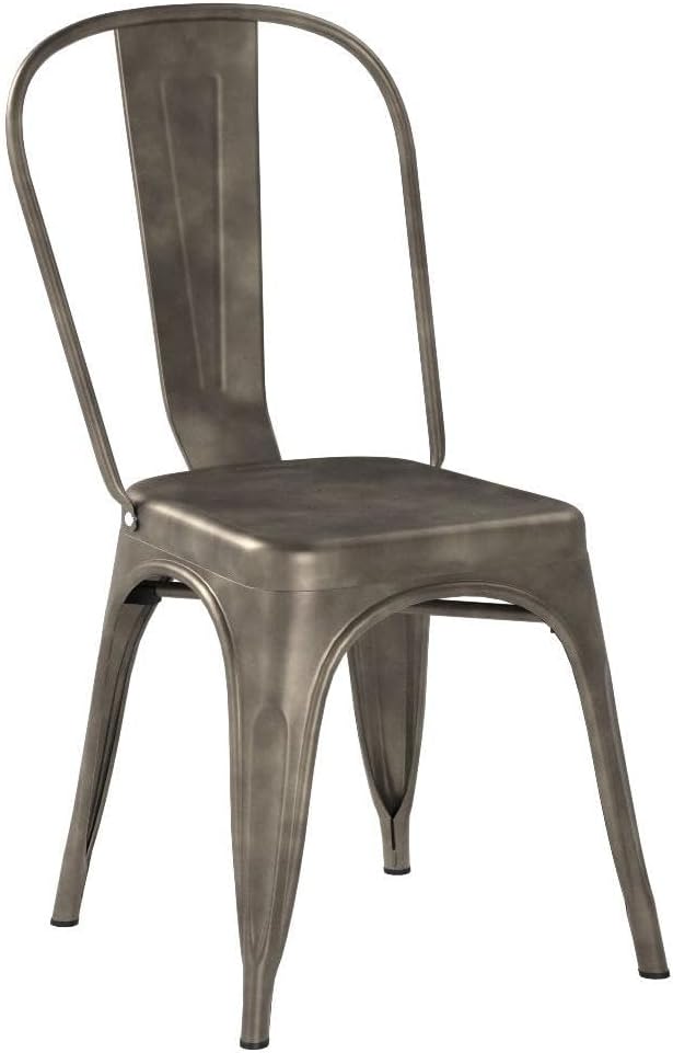 Furmax Metal Dining Chair Indoor Outdoor Use Stackable Classic Trattoria Chai...