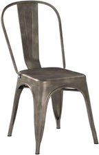 Furmax Metal Dining Chair Indoor Outdoor Use Stackable Classic Trattoria Chair Chic Dining Bistro Cafe Side Metal Chairs Set of 4 (Gun)