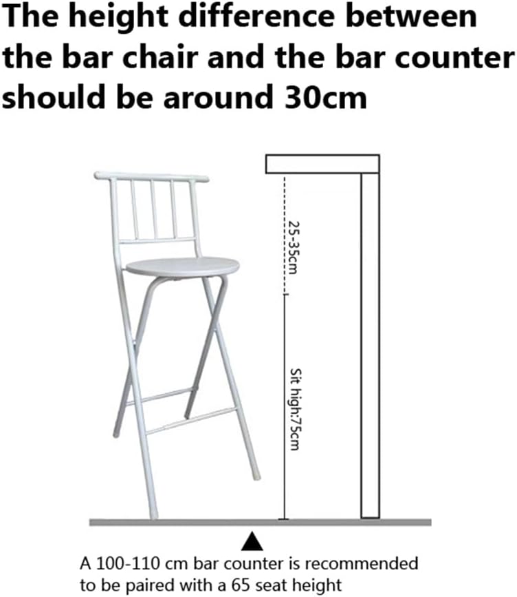 30 Inch High Folding Bar Stool, Home Foldable Counter Chair with Backrest and...