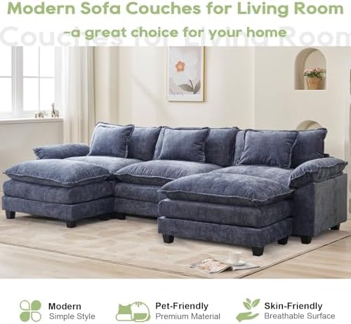Oprisen 120" Modular Sectional Sofa, Comfy Deep Cloud Couch with Ottoman...