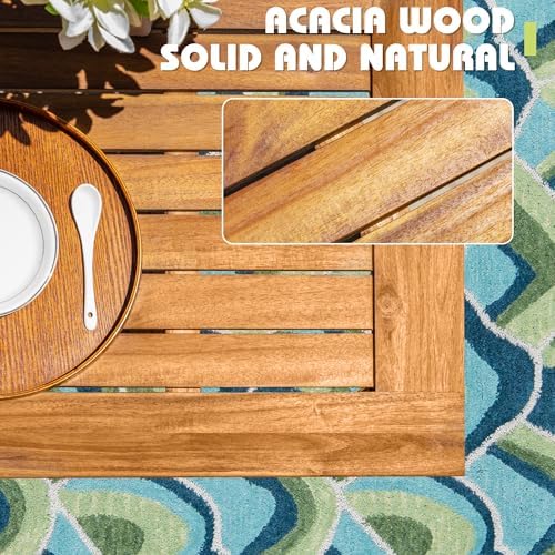 Flamaker 5 Pieces Outdoor Dining Set Acacia Wood Outdoor Table and Chairs