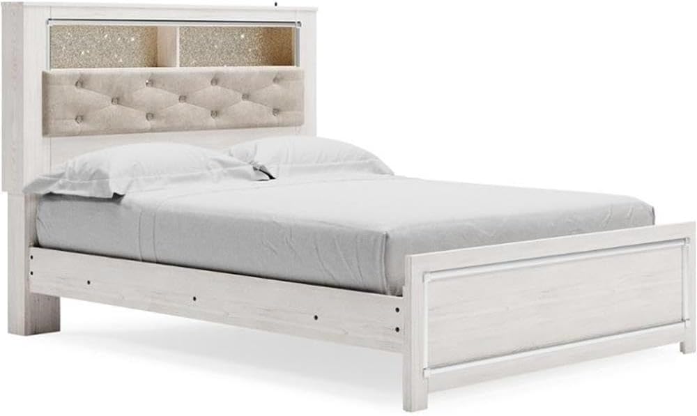 BOWERY HILL Queen Upholstered Bookcase Headboard, 66" W x 7" D x 54...