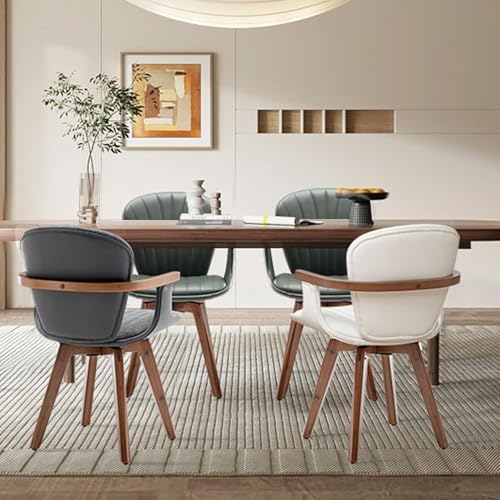 LUNLING Swivel Dining Chairs Set of 4, Mid Century Modern Black Faux Leather ...