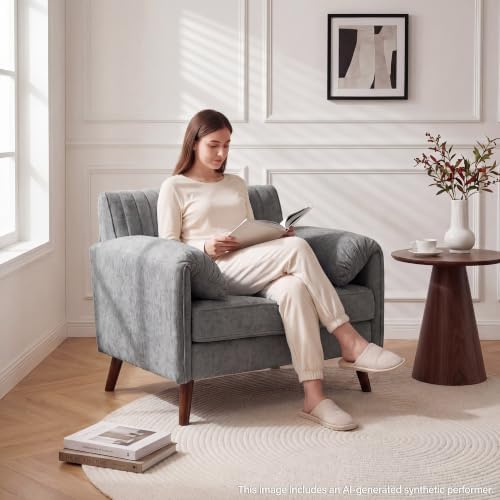Modern Oversized Accent Reading Chair for Living Room, 43", Chenille, Gray