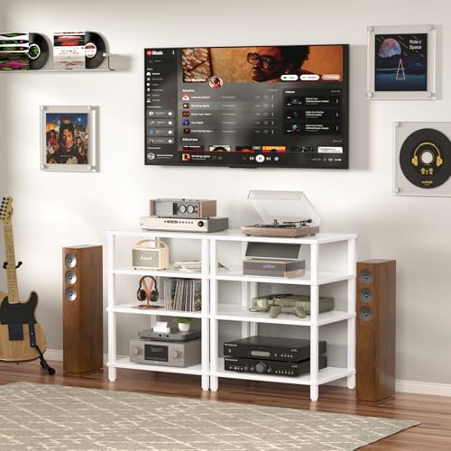 LELELINKY 4-Tier AV Media Player Stand, Stereo Stand, Modern Audio Shelf,Wood...