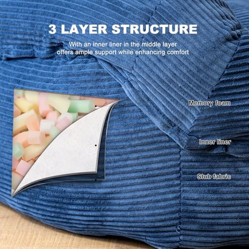 Giant Bean Bag Chair for Adults, Oversized Floor Lounge Chair with Armrests |...
