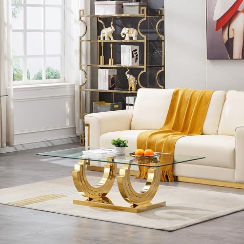 HomVent 2PCS Glass Living Room Table Set Coffee Table Set for Living Room | R...