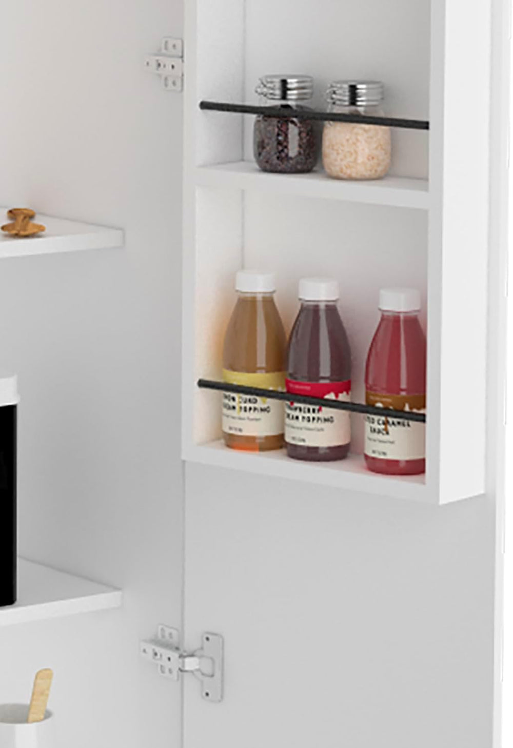 Spacious White Pantry Cabinet: 5 Shelves, 3 Door Shelves