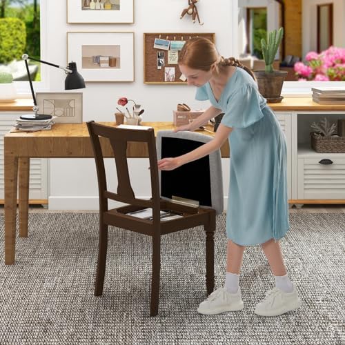GIANTEX Wood Dining Chairs Set of 4, Farmhouse Dining Room Chair with Cushion...