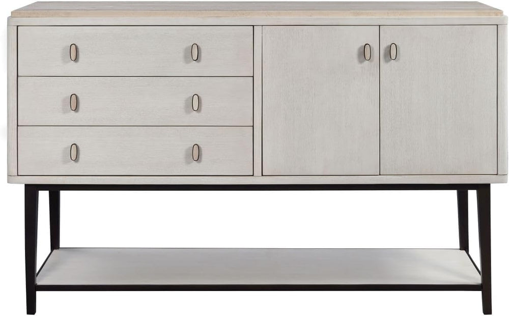White Solid Wood Server with Metal Base, Solid Wood + MDF | Modern server wit...