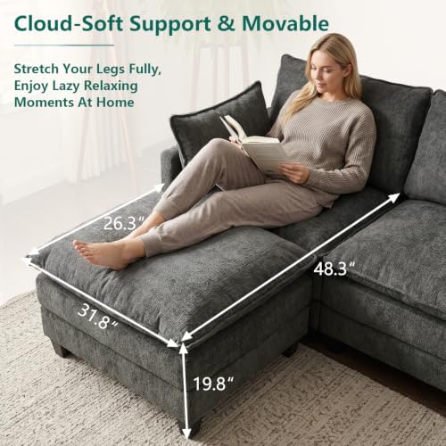 Modular Sectional Sofa, 95" U Shaped Couch, Couches for Living Room | Mo...