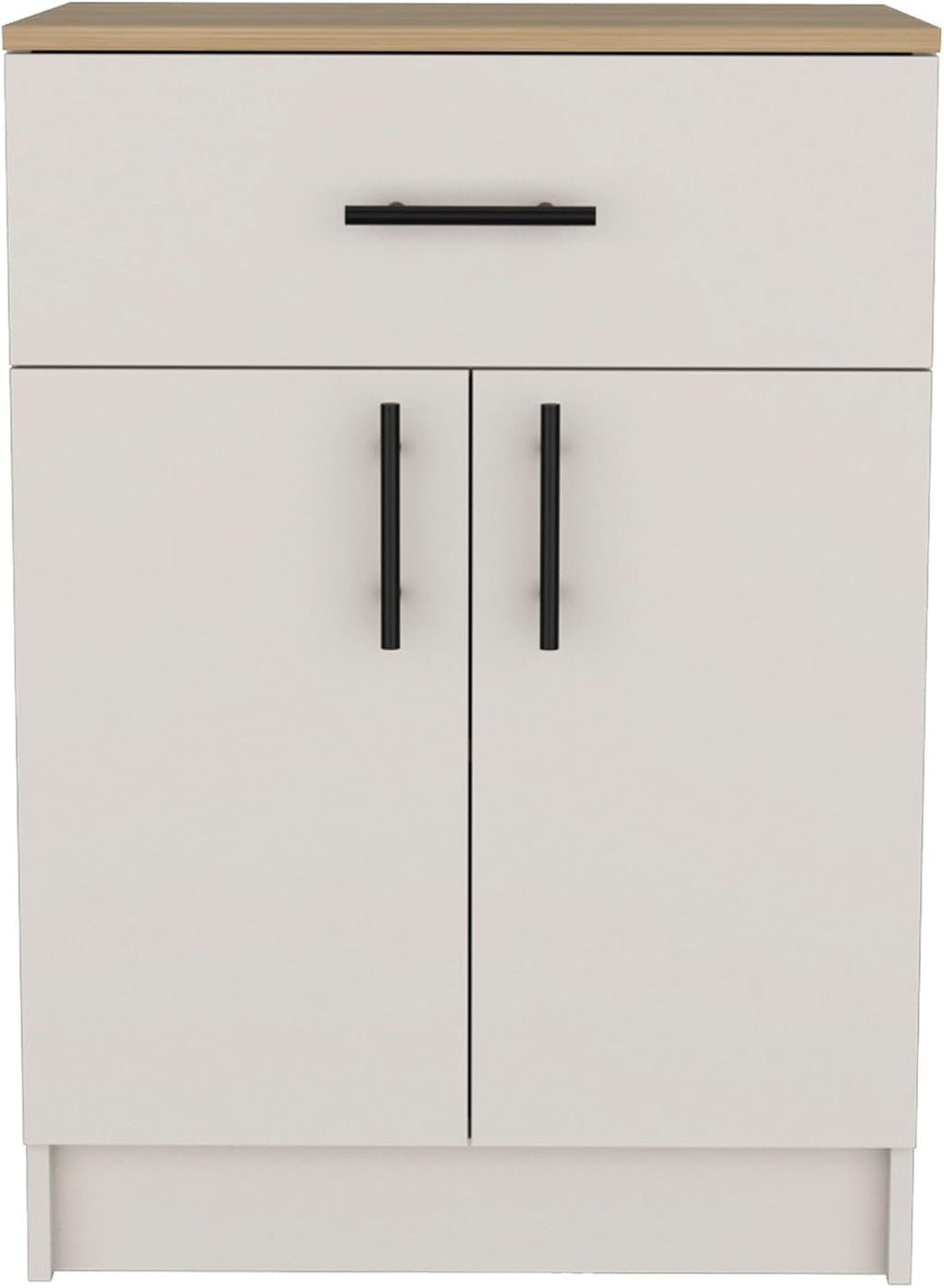 Multistorage Pantry Cabinet,Buffet Kitchen Sideboard,One Drawer,Two Interior Shelves Ivory-Natural Oak