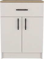 Multistorage Pantry Cabinet,Buffet Kitchen Sideboard,One Drawer,Two Interior Shelves Ivory-Natural Oak