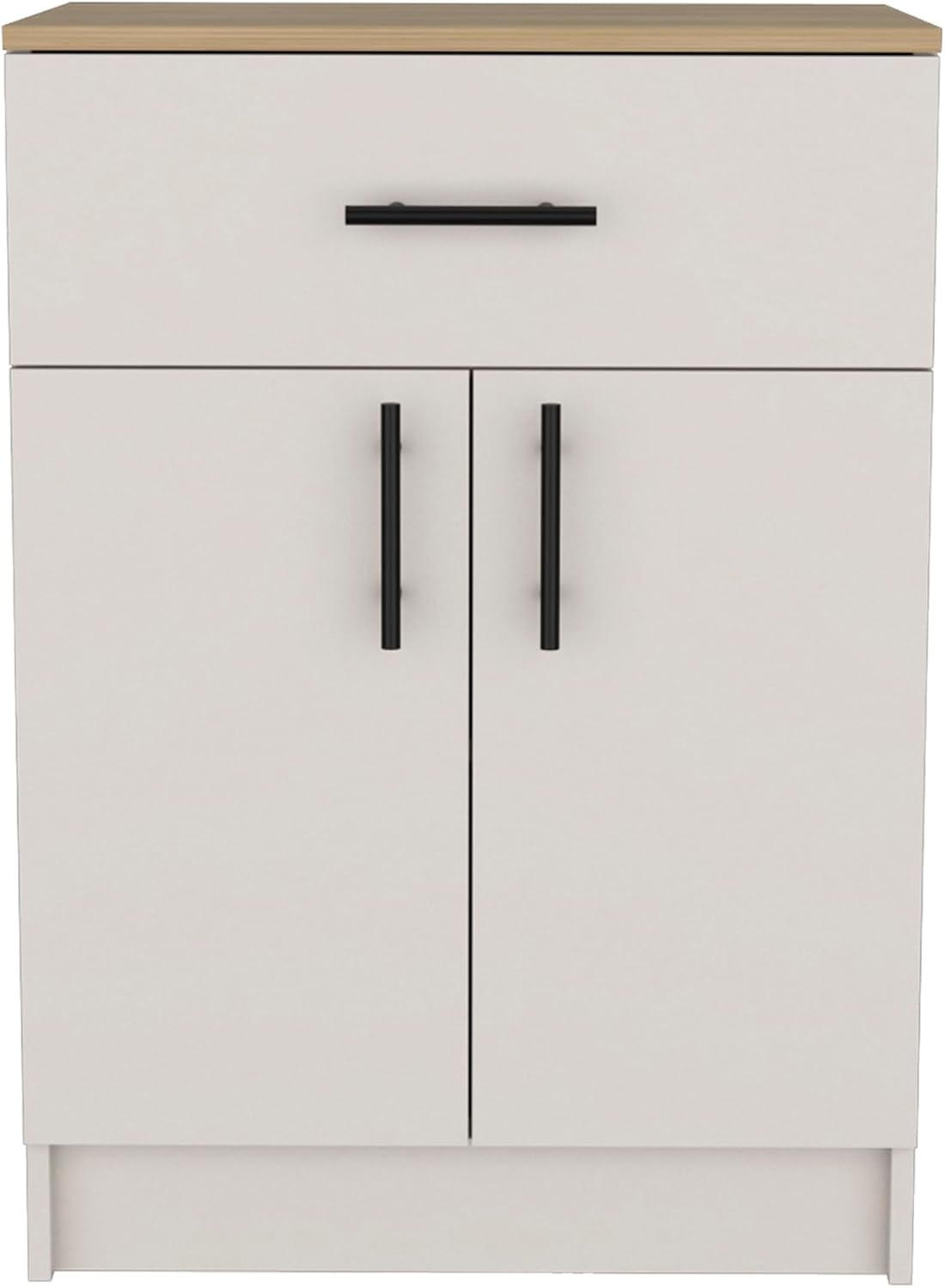 Multistorage Pantry Cabinet,Buffet Kitchen Sideboard,One Drawer,Two Interior Shelves Ivory-Natural Oak
