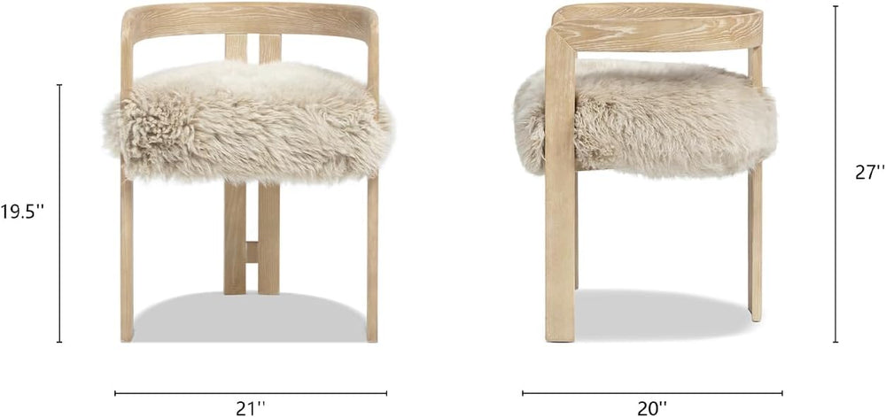 Jennifer Taylor Home Millwick 21" Low Back Genuine Fur Dining Chair, Nat...