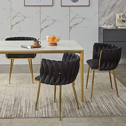 Dining Chairs, Black Velvet Dining Chairs Set of 4