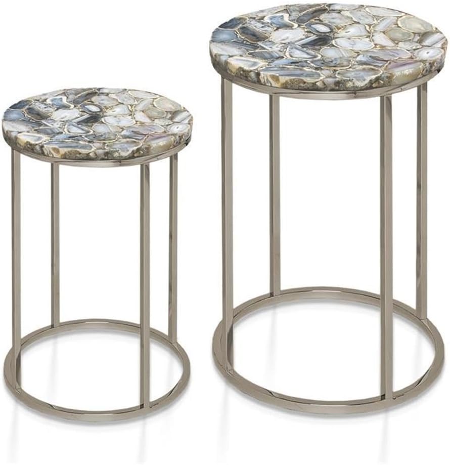 Steve Silver Onyx Nickel Agate Top Nesting Table - Set of 2