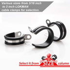 LOKMAN 20 Pack 1/4 Inch Stainless Steel Cable Clamp, Rubber Cushioned Insulated Clamp, Metal Tube Holder for Tube, Pipe or Wire Cord Installation