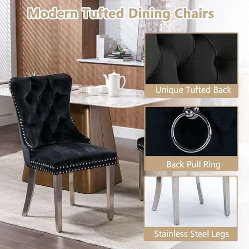 5 Piece Glass Dining Table Set Modern Glass Dining Table Set for 4, 51" ...
