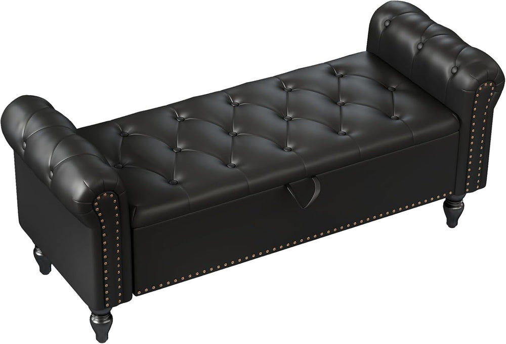 Furniliving 51” End of Bed Bench, Bedroom Bench with Button-Tufted, Large Uph...