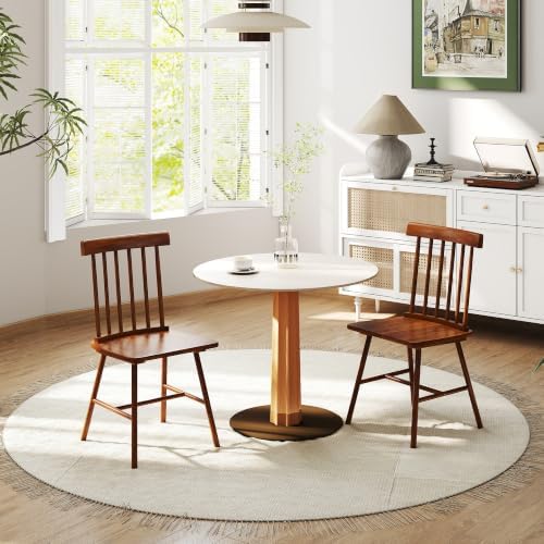 HOMCOM Windsor Dining Chairs Set of 2 Spindle Backrest Light Brown