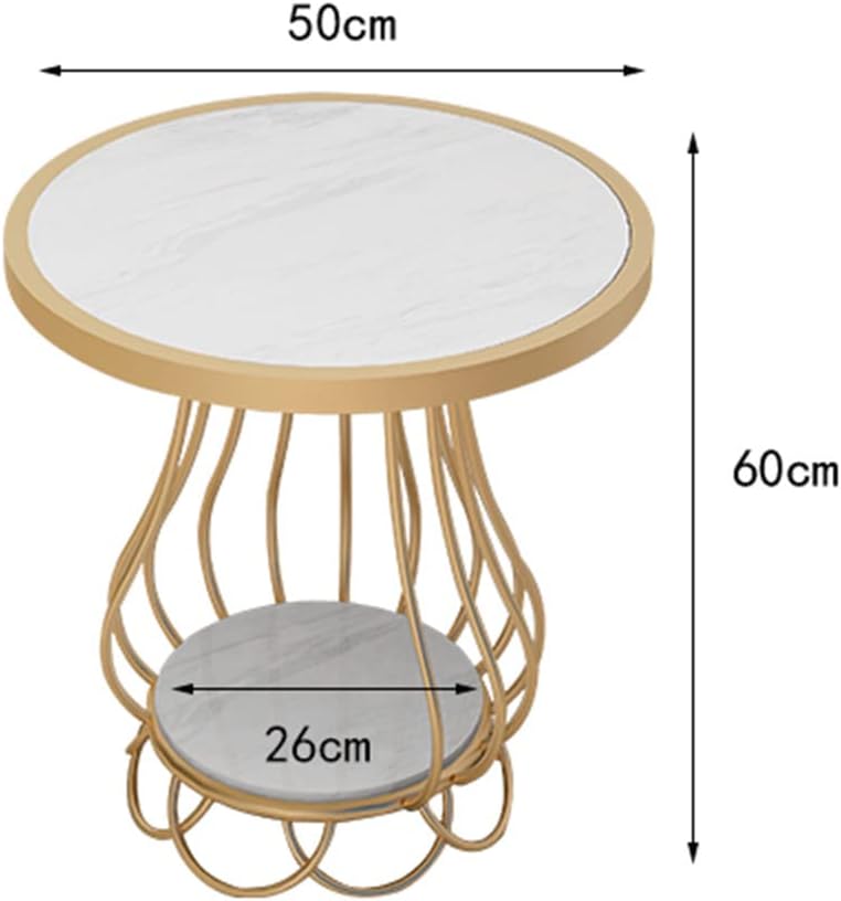 Mushroom-Shaped Marble Table, Double-Layer Shelf, Bedside Table, Telephone Ta...