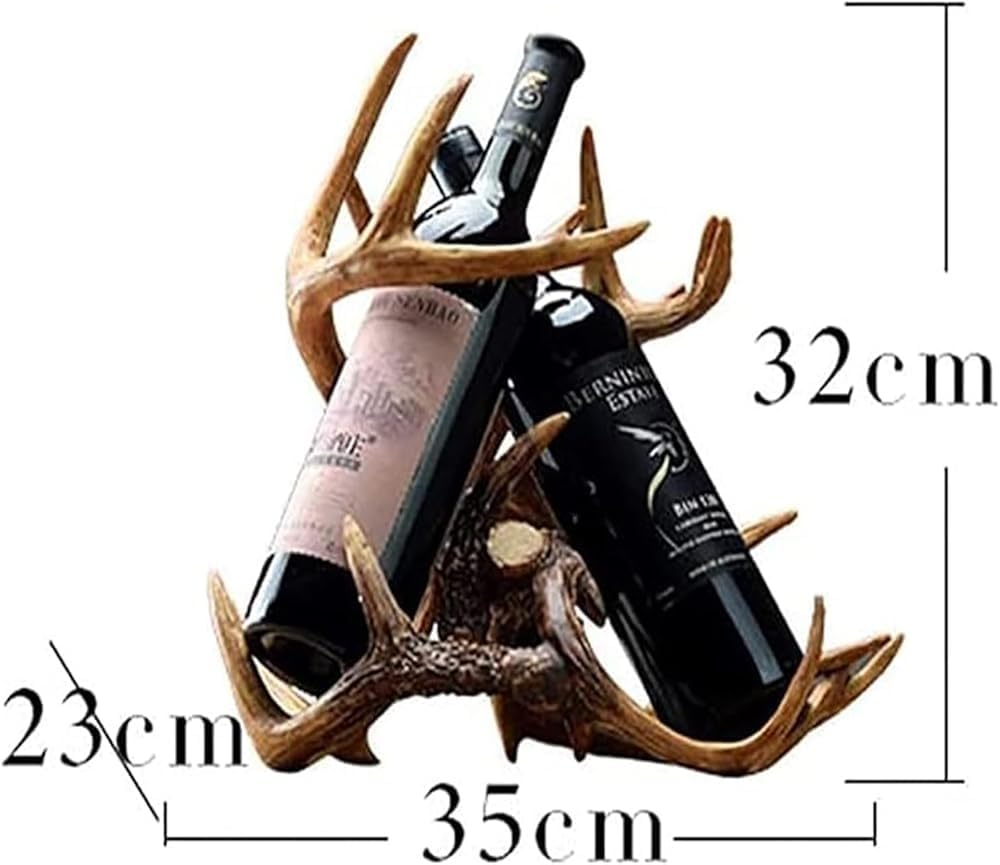 Small Deer Antler Wine Rack – Free-Standing Countertop Holder for Wine Bottle...