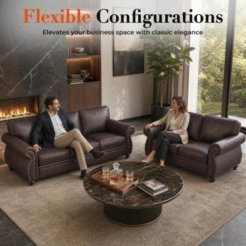 Couchus 88" W Living Room Furniture Sets, 3-Seater&Loveseat, Brown |...