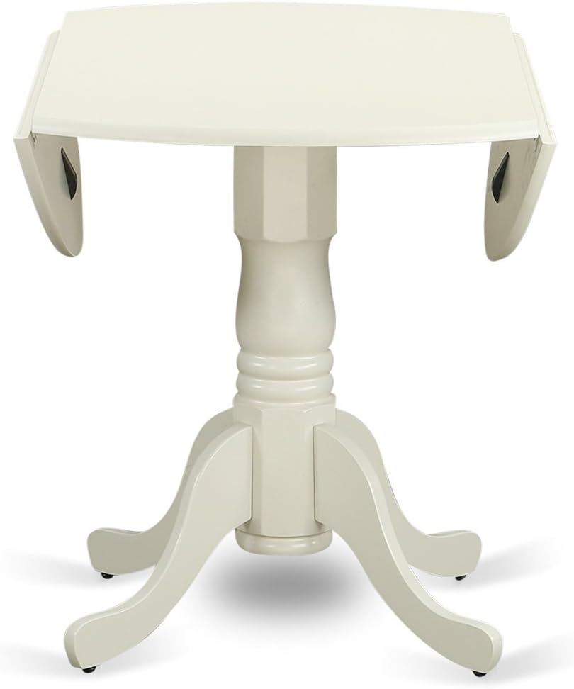 East West Furniture DLBO3-WHI-W 3 Piece Dining Room Table Set Contains a Roun...