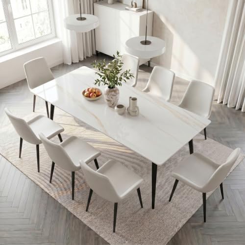 Dining Chairs, Modern PU Leather Dining Room Chair with Sturdy Metal Legs, Up...