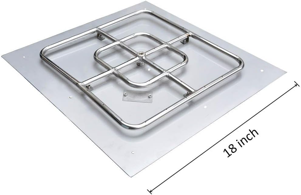 onlyfire 18" Square Fire Pit Flat Pan with Burner Ring Assembly, 92,000 BTU