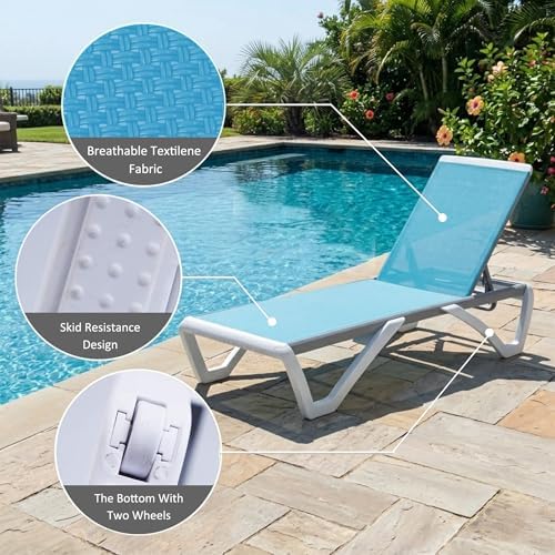 Kozyard Outdoor Chaise Lounge Chair, Full Flat Adjustable Patio Lounger with ...