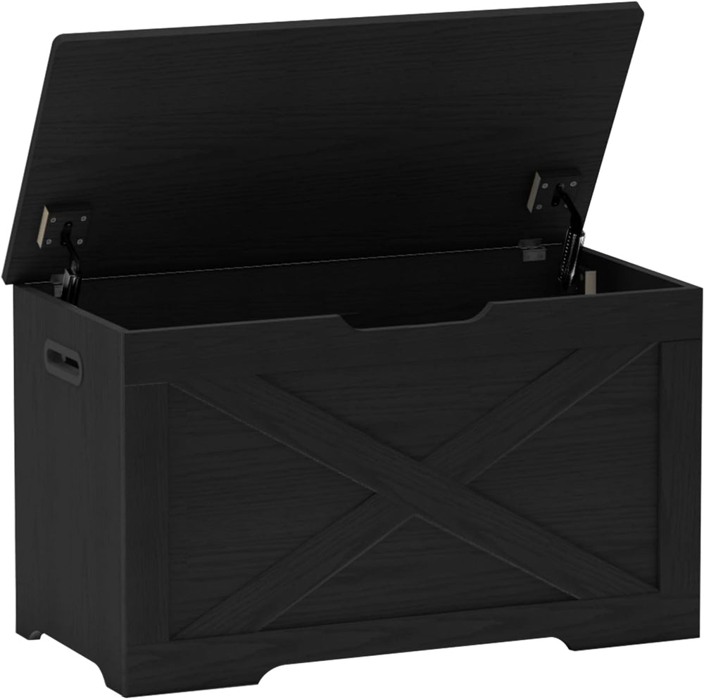 Timberer Storage Chest, Wooden Storage Bench, Entryway Shoes Bench with 2 Saf...