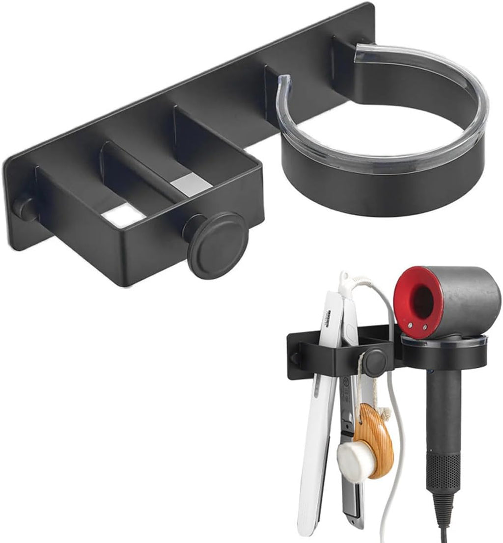 Wall Mounted Holder For Hair Dryer and Straightener,2 IN 1 Stainless Steel Blow Dryer Holder,Bathroom Hair Styler Tool Organizer Storage Rack for Curling Iron