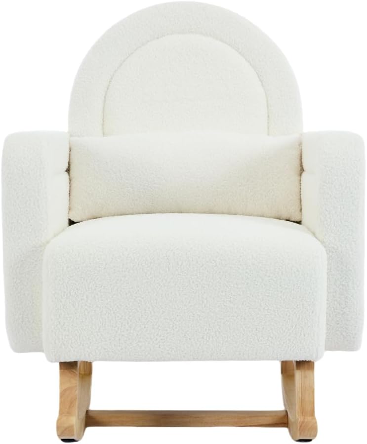Accent Rocking Chair with Pillow, Ultimate Comfort for Your Home, Teddy Velve...