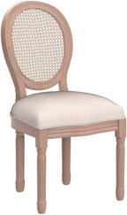 Nrizc French Country Dining Chair Set of 2, Vintage Chic, Upholstered and Carved Wooden Frames, Beige Linen Fabric, Lightweight and Sturdy, Ideal for Dining Room, Kitchen, Living Room, Bedroom