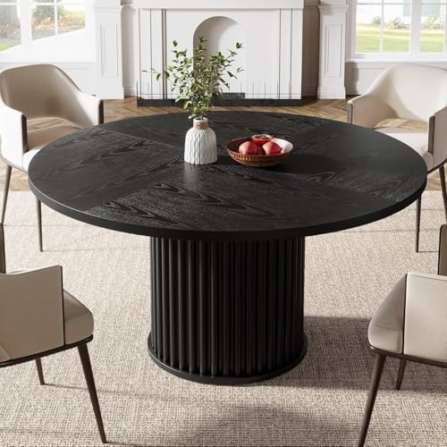 Tribesigns 47.24" Black Round Dining Table for 4-6 People
