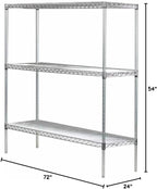 Omega 24" Deep x 72" Wide x 54" High 3 Tier Gray Starter Shelving Unit