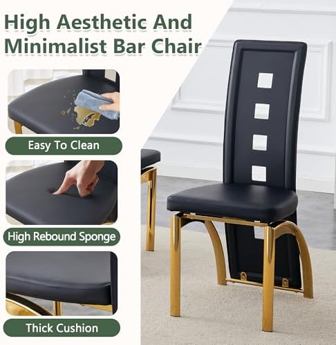 Dining Chairs Set of 2, Upholstered Kitchen Chairs | Faux Leather Cushion and...