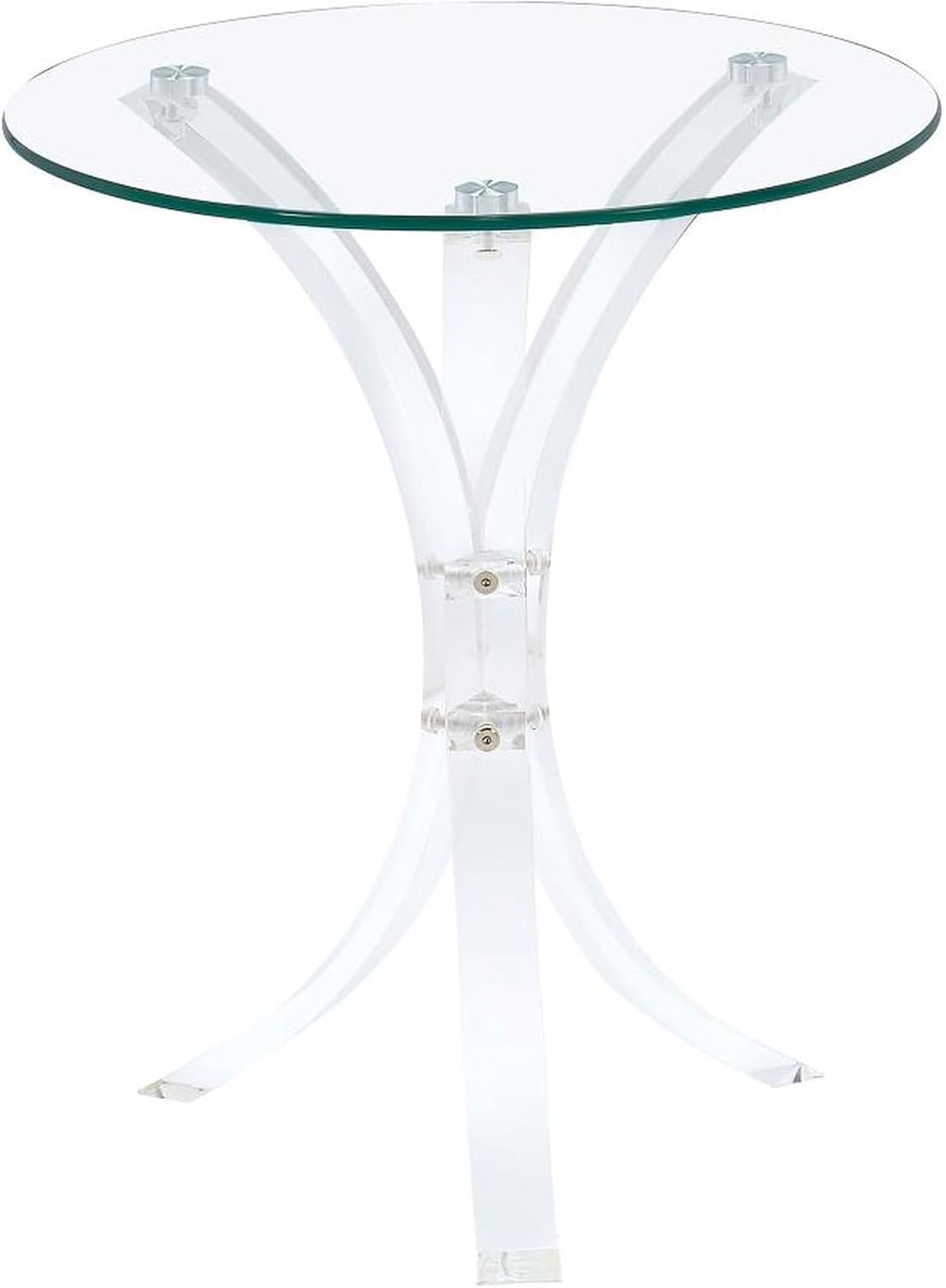 CARTESIAN Modern Round Glass Side Table, Clear Acrylic Base, 18-Inch Tempered...