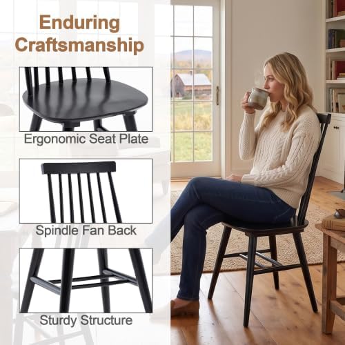 DUHOME Windsor Dining Chairs Set of 6 Wood Dining Room Chair Slat Back Kitche...