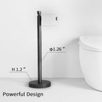 YUMORE Toilet Paper Holder Stand Freestanding, Weighted and Sturdy Matte Black Stainless Steel Design with Non-Slip Cap, Rustproof Tissue Roll Holder for Modern Bathroom, RV