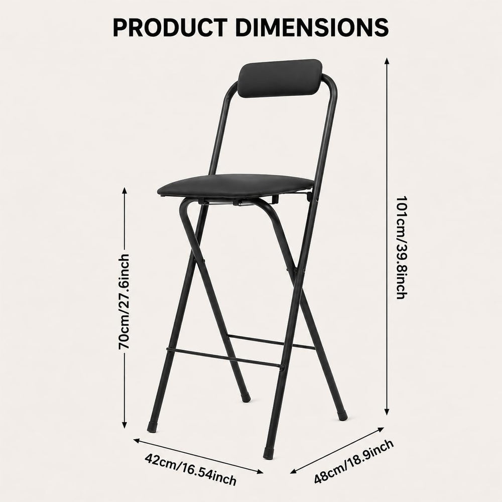 27.5'' Tall Folding Bar Stool, Cushioned Padded Folding Stool with Ba...